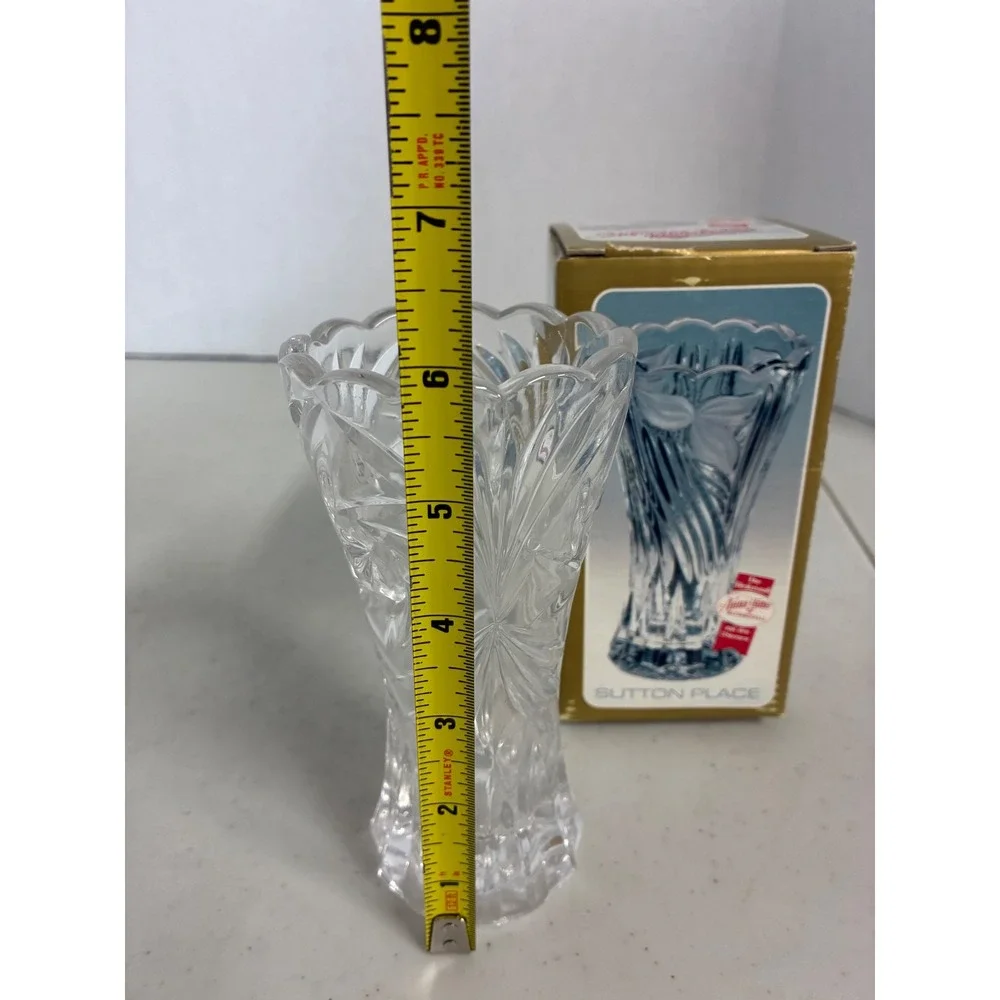 Anna Hutte Sutton Place Lead Crystal Bud Vase 6.25 Inch West Germany Clear Boxed